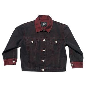 Dollhouse Jean Jacket Medium Cropped Denim Acid Washed Gothcore Grunge Metalcore